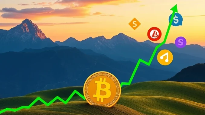 A vibrant chart illustrating Bitcoin's remarkable rebound and SUI crypto's impressive surge, reflecting a renewed positive trend in the crypto market.