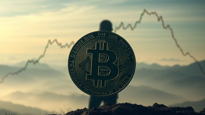 A volatile Bitcoin price chart showing a rapid surge and plunge, symbolizing the recent Bitcoin Price Volatility triggered by institutional movements.