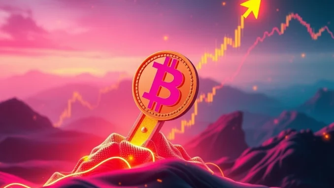 A digital representation of the Bitcoin price surging past $113,000, illustrating the impressive BTC rally in the crypto market.