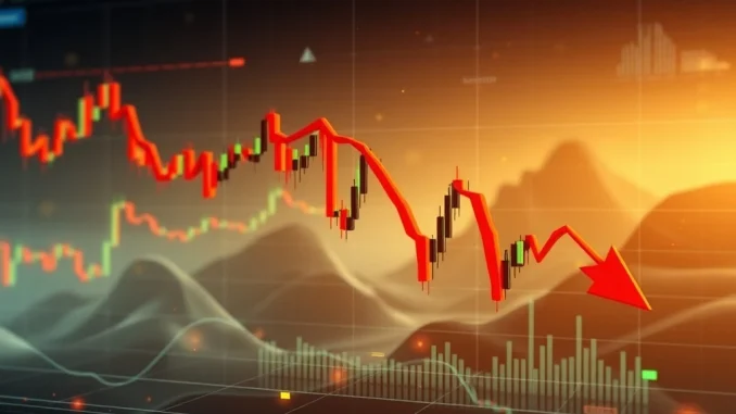 A chart illustrating a significant Bitcoin price drop, reflecting the current cryptocurrency market volatility.
