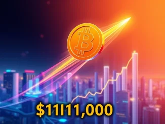 Chart showing Bitcoin price surpassing $111,000, signifying a major crypto market milestone.