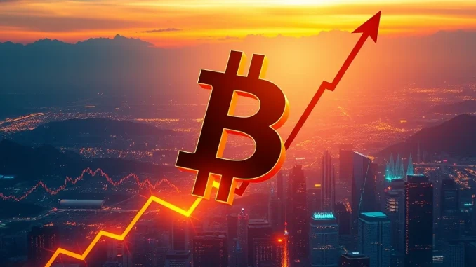 A visual representation of the BTC price skyrocketing, illustrating the recent Bitcoin surge in the cryptocurrency market.