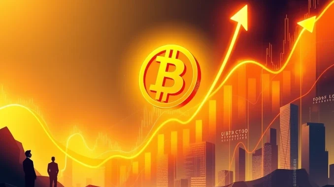 Visualizing the powerful Bitcoin price surge driven by institutional buying, pushing towards new highs.