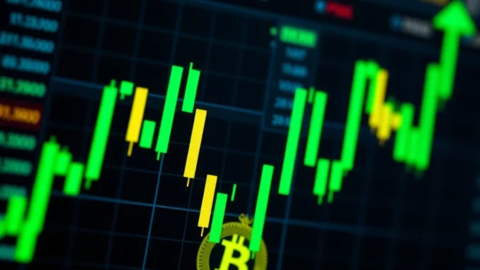 Chart showing rapid Bitcoin price surge on Binance, highlighting recent BTC gains.