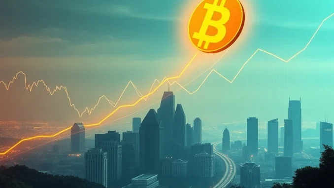 A chart showing a dramatic Bitcoin price surge past $118,000, illustrating the incredible growth fueled by institutional adoption.