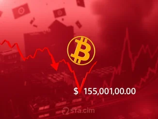 A digital Bitcoin symbol struggling against downward arrows on a trading chart, illustrating intense Bitcoin price bearish pressure.