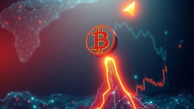 A chart showing a significant Bitcoin rebound, with an upward arrow indicating the price increase driven by ETF surge and strong institutional adoption.