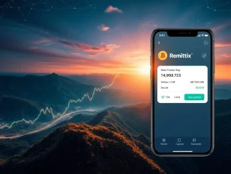 A chart showing a significant Bitcoin Price Surge alongside a mobile interface demonstrating efficient Remittix Altcoin cross-border payments.