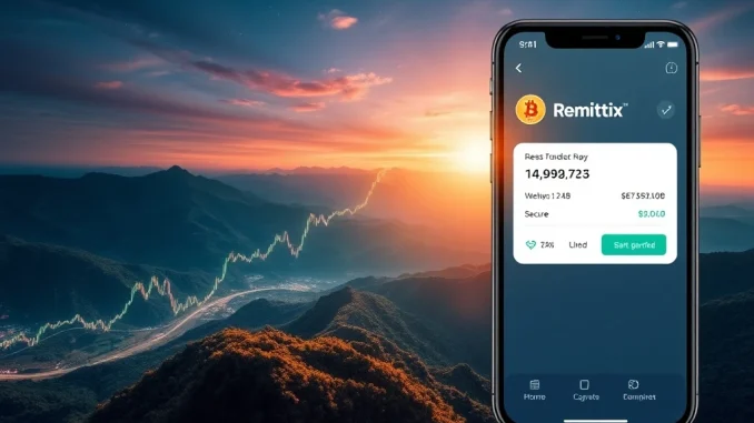 A chart showing a significant Bitcoin Price Surge alongside a mobile interface demonstrating efficient Remittix Altcoin cross-border payments.