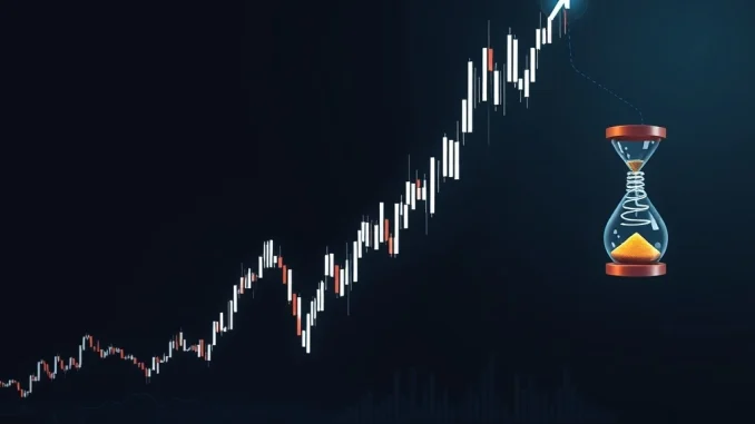 Chart illustrating Bitcoin's prolonged risk-off phase, showing tightening liquidity and price compression.