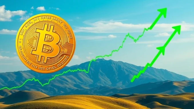 A vibrant Bitcoin RSI chart soaring upwards, symbolizing a prolonged bull phase and strong market momentum.
