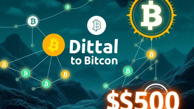Abstract digital representation of secure **Bitcoin scaling** technology, showing data flow between chains and a prominent Portal to Bitcoin logo with a large investment sum.