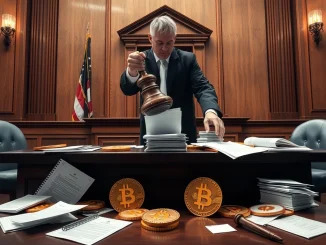 Bitcoin seizure reversal in Volusia County courtroom scene