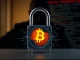 Depicts a digital padlock with a Bitcoin symbol compromised, illustrating a significant Bitcoin theft due to a social engineering scam.