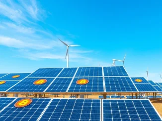 Solar panels powering Bitcoin treasury strategy with clean energy