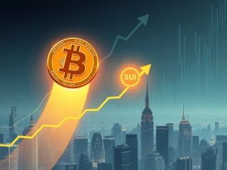 A visual representation of the Bitcoin surge and SUI token's rapid growth, reflecting the positive crypto market rebound.