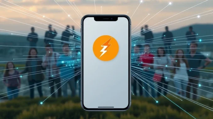 A hand holding a smartphone displaying the X app logo, with lightning bolts symbolizing Lightning Network X payments for Bitcoin tipping X.