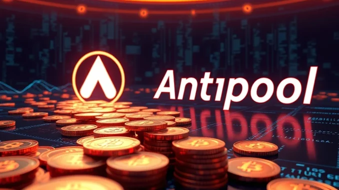 Visualizing a significant Bitcoin transfer of 1,820 BTC, highlighting the large sum and its destination to Antpool, indicating major market activity.