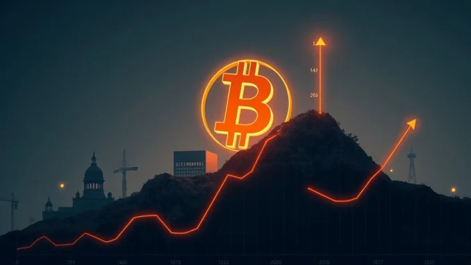 Visualizing Bitcoin transformation as institutional adoption and ETFs lead to market stability and growth by 2026.