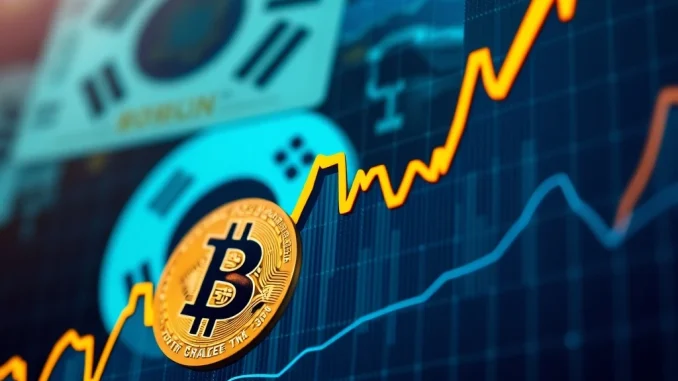 Chart displaying the Bitcoin price surge on Upbit, marking a significant all-time high in South Korea.