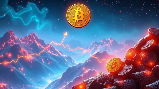 Bitcoin Volatility Unleashed: Dormant Coins Trigger Turbulent Market Shifts A graph showing high Bitcoin volatility with dormant coins re-entering the market, impacting the crypto price.