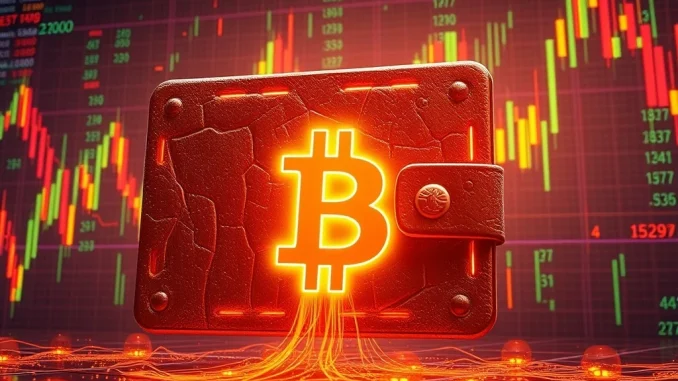 A visual metaphor for a 14-year dormant Bitcoin wallet transferring a massive amount of BTC, sparking market speculation.