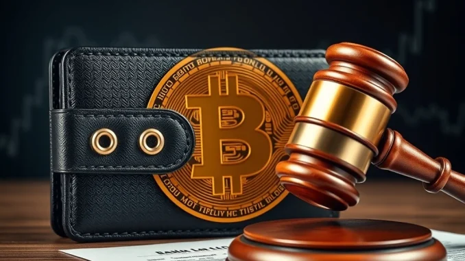 Legal notice impacting Bitcoin wallets, symbolizing the Salomon Brothers' claim on abandoned BTC via OP_Return.