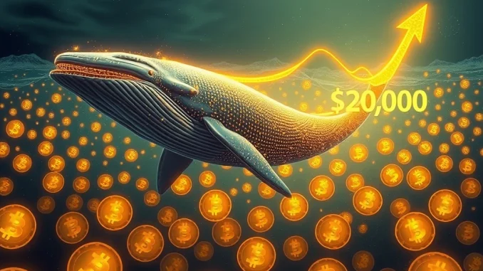 A crypto whale bet on Bitcoin's future, aiming for a $200K Bitcoin price surge by year-end, depicted amidst market charts.