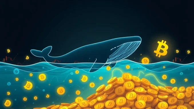 A Bitcoin whale making a significant BTC accumulation, representing a large digital asset strategy and strong market confidence.