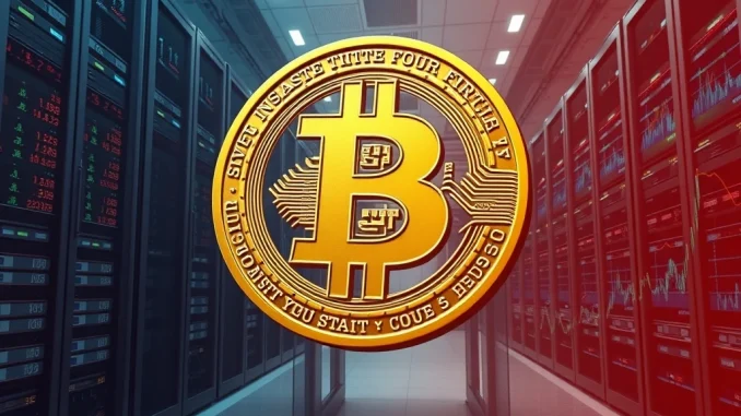 An illustration of a large Bitcoin whale sale being seamlessly absorbed by institutional finance, symbolizing crypto market resilience.