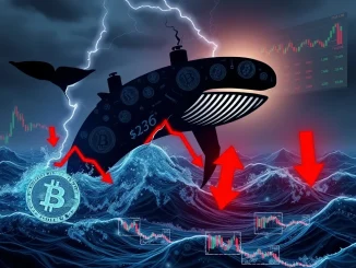 A large Bitcoin whale sell-off causes a significant drop in Bitcoin price, impacting the crypto market.
