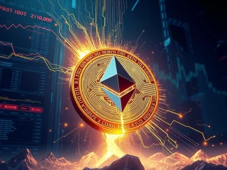 A visual representation of a significant Bitcoin whale transaction, showing BTC transforming into ETH and a portion dedicated to Ethereum staking.