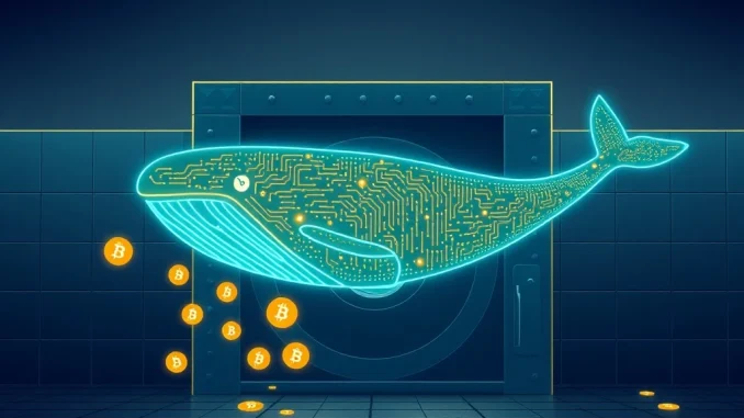 Visualizing a massive Bitcoin transfer, representing 2,300 BTC moving to Coinbase Institutional, signaling significant market activity.