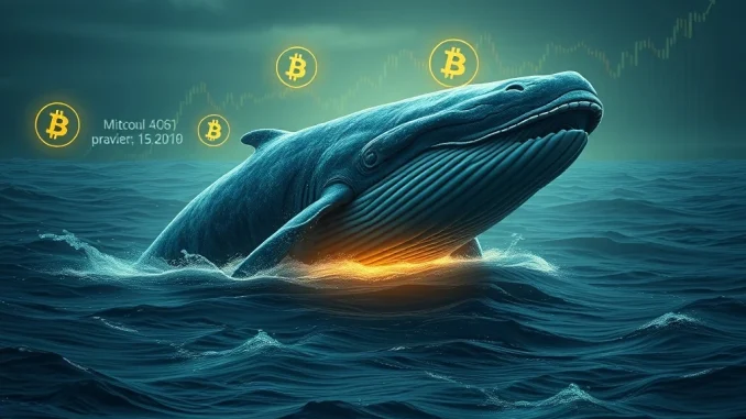 Bitcoin Whale Unleashes Historic 395,600x Profit After 14-Year Dormancy, Sparking Market Frenzy A Bitcoin whale stirs, representing the monumental 395,600x profit from a 14-year dormant Bitcoin investment.