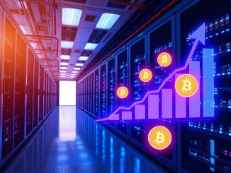 A secure data center illustrating Bitdeer's successful Bitcoin mining operations, highlighting their significant BTC acquisition.