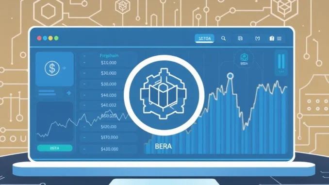 A digital illustration depicting Bithumb's temporary suspension of Berachain (BERA) token deposits for a critical network upgrade.