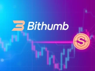 Bithumb exchange logo next to Stader SD icon, symbolizing the new Stader SD crypto listing for trading.