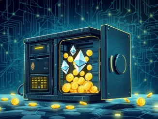 Digital representation of Bitmain's strategic ETH purchase, showing a significant increase in Ethereum holdings and crypto institutional buying.