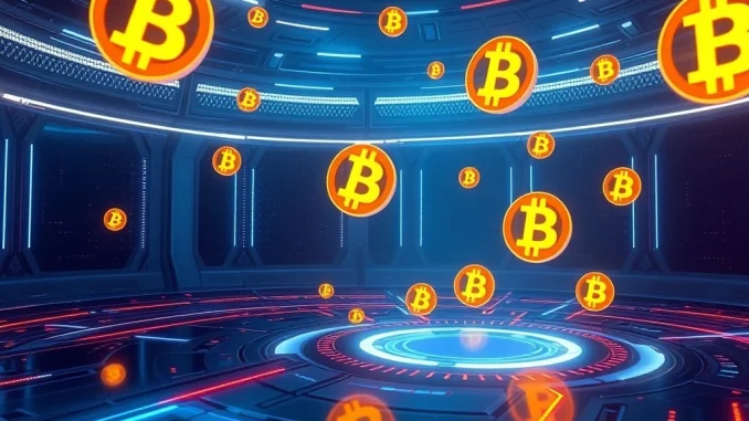 Bitmax metaverse platform showcasing its growing Bitcoin treasury with BTC symbols.