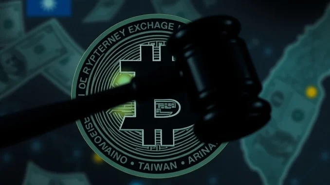 Taiwanese authorities investigating **BitShine investigation** into alleged crypto money laundering, symbolizing financial crime crackdown.