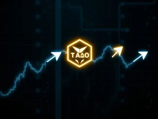 A chart illustrating Bittensor (TAO) price moving sideways, reflecting market indecision and a decline in trading volume.