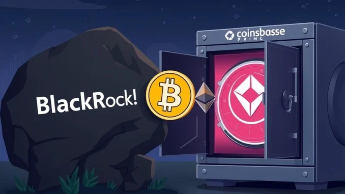 BlackRock Crypto: Crucial Transfers Spark Market Speculation An illustration showing BlackRock's significant BlackRock crypto transfers to Coinbase Prime, indicating major institutional market movements.