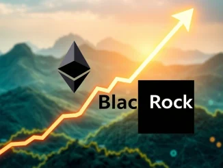 A financial chart illustrating the incredible growth of BlackRock ETHA to $10 billion AUM, symbolizing Ethereum's surging market presence.