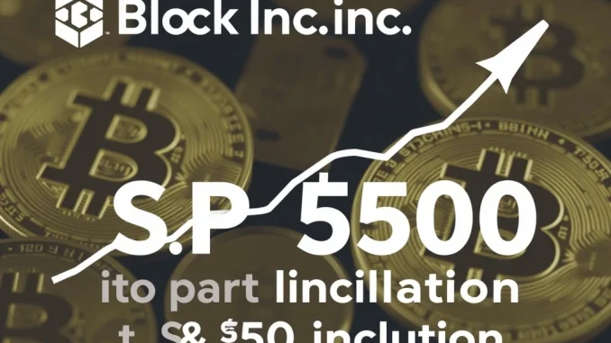Bitcoin Exposure Unleashes Block's S&P 500 Triumph & SQ Stock Surge Chart showing Block's stock surge after S&P 500 inclusion, symbolizing growing institutional Bitcoin exposure and crypto market integration.