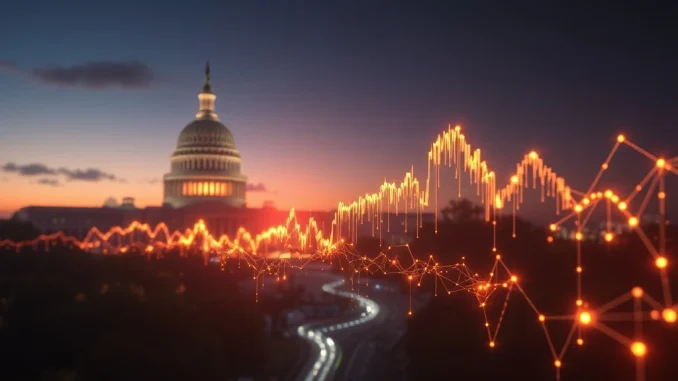 US Commerce Secretary's groundbreaking announcement to record blockchain GDP data, symbolizing government's embrace of secure digital economic data.