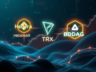 Visualizing the transformative impact of Hedera HBAR, Tron TRX, and BlockDAG on blockchain innovation and the future of cryptocurrency.