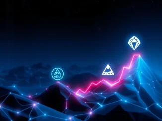 Visual representation of diverse crypto investments, featuring BlockDAG, ADA, AVAX, and SUI symbols amidst a rising market chart.