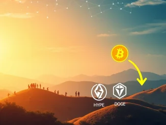 A visual representation of BlockDAG's rapid ecosystem growth, contrasting with the declining HYPE and Dogecoin price trends in the volatile cryptocurrency market.