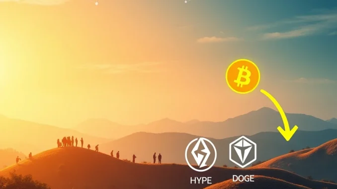 A visual representation of BlockDAG's rapid ecosystem growth, contrasting with the declining HYPE and Dogecoin price trends in the volatile cryptocurrency market.