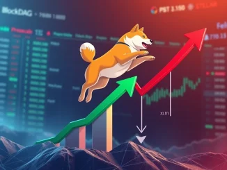 Visualizing the crypto market with BlockDAG presale success, a Dogecoin surge, and Stellar XLM's recent performance.